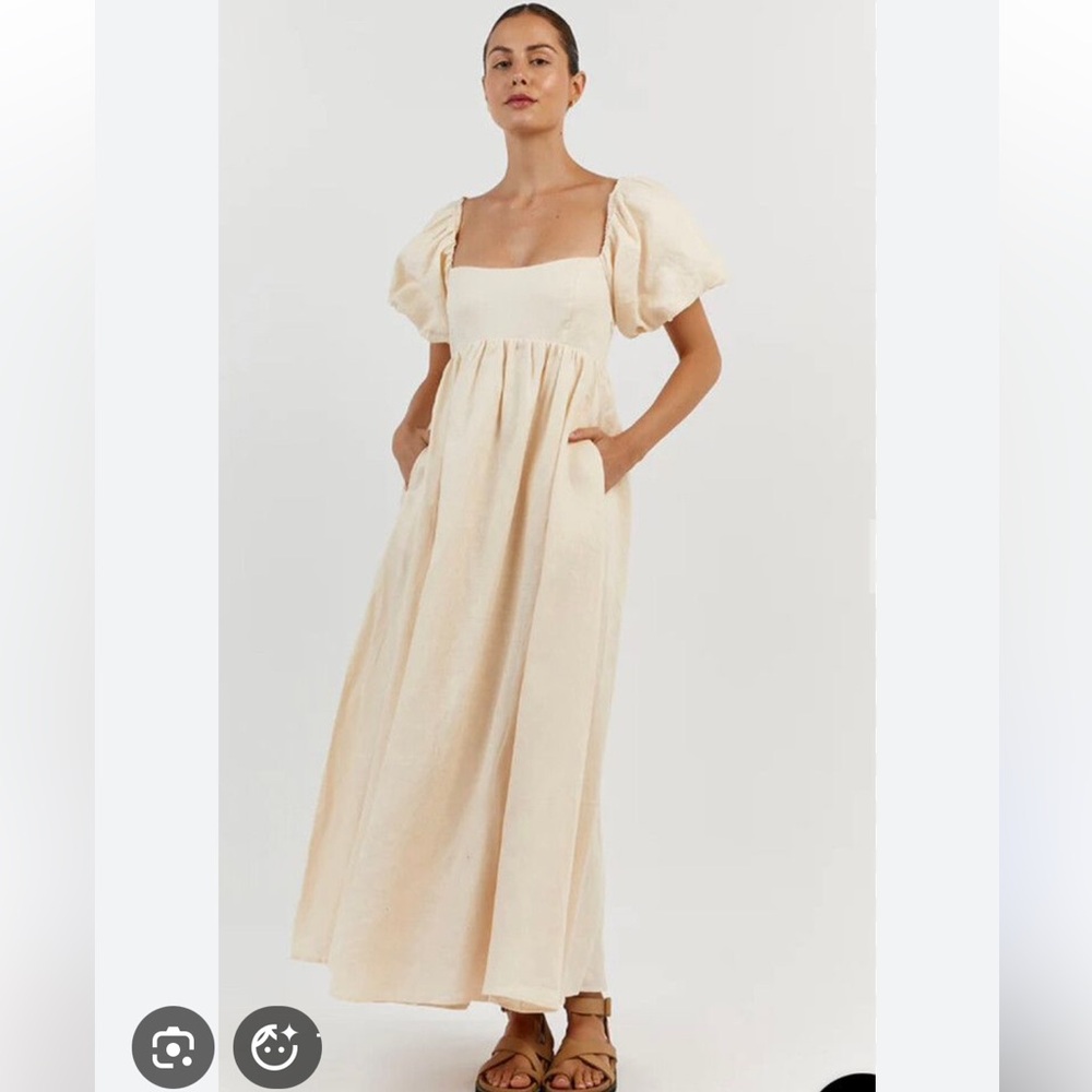 DISSH LINEN MONTY DRESS IN BUTTER 💛 SIZE 4